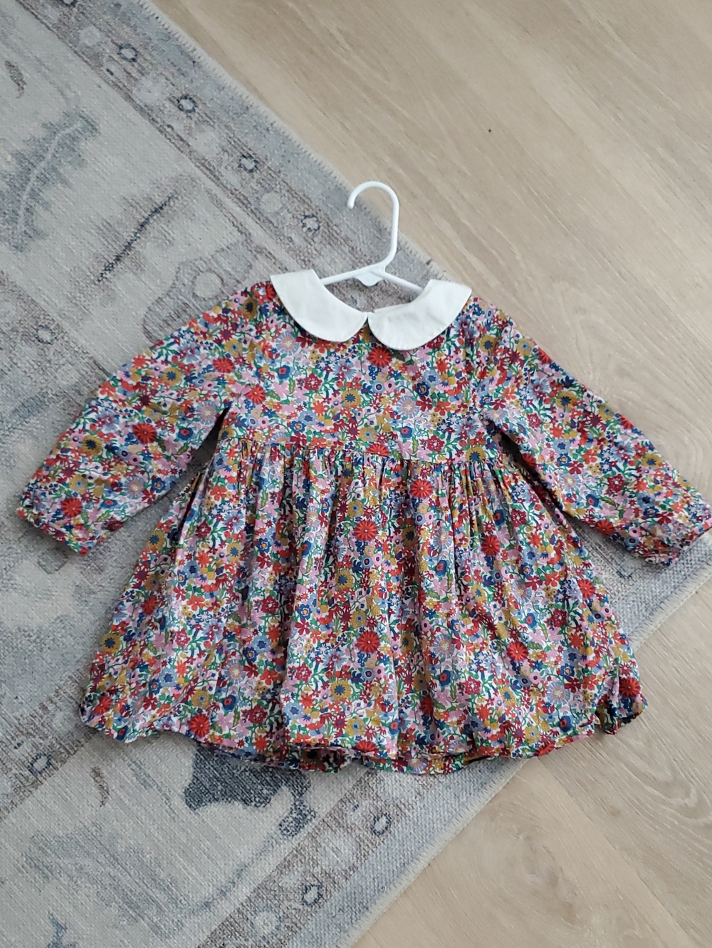 Jacadi Paris Toddler Girls Liberty Floral Print White Collared Dress Sz36m